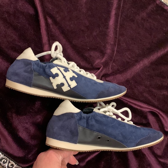Tory Burch Marine Blue Stretchy Sneakers Sz 7.5 - Picture 5 of 8